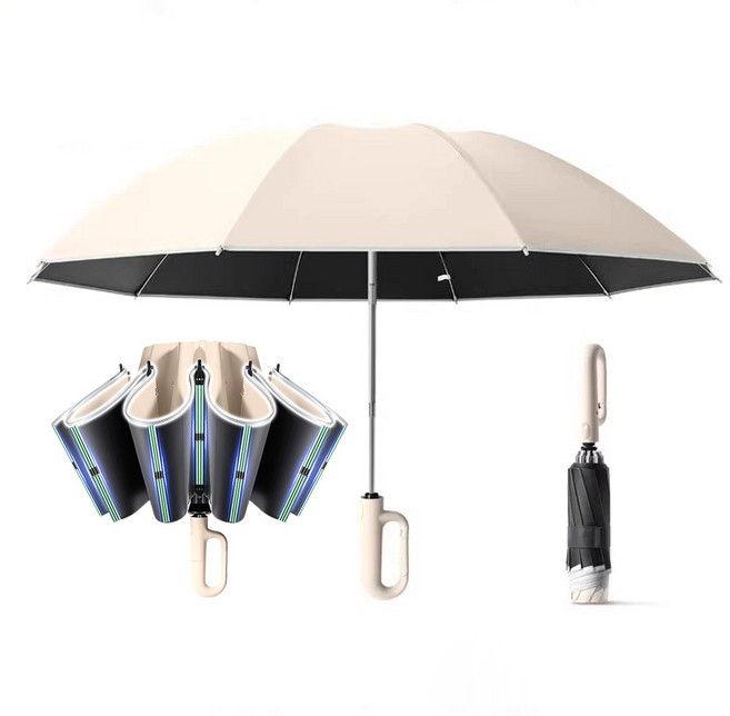 BFBI 우산 거꾸로 접이식 바람에 강한 3단 자동우산 우양산 자외선차단