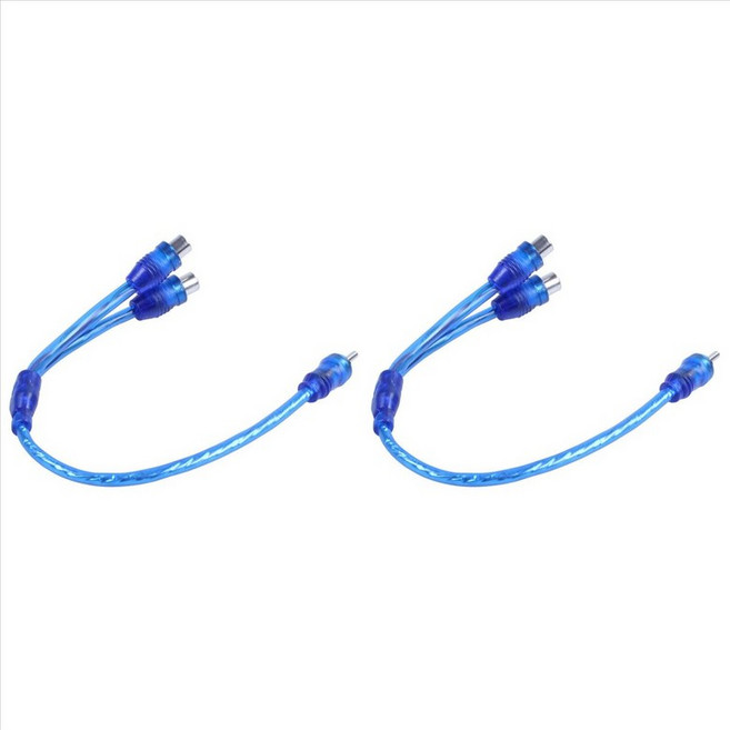 2X RCA Phono Y Splitter 리드 어댑터 케이블 1 남성 ~ 2 개의 여성 자동차 커넥터 30cm, 파란색