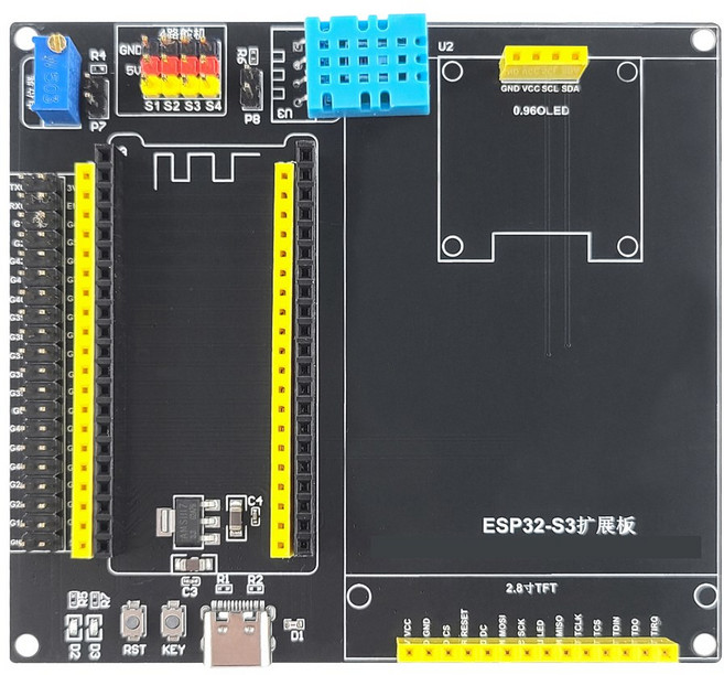 ESP32-S3-DevKitC-1 개발 보드 키트 2.8인치 TFT LCD BT 2.4G Wifi 모듈 8MB PSRAM 16MB 플래시 N16R8 42P, 04 ESP32-S3 Adapter, 1개