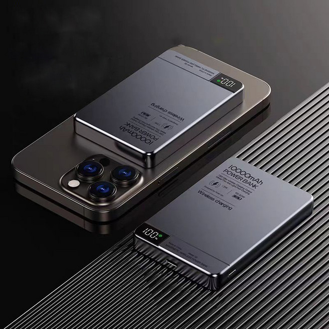 MagSafe 超薄磁吸 行動電源 5000mAh 無線充電, 鈦銀色【10000mAh】耳機手錶三合一, 鈦銀色, Q2