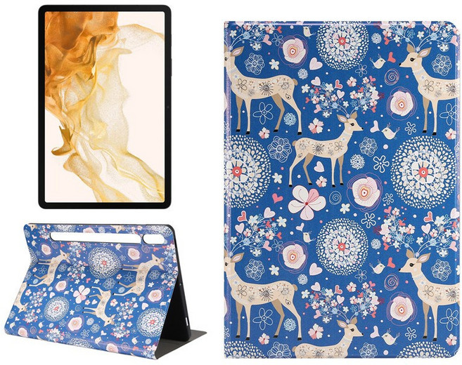 미라야키 갤럭시탭s8케이스 실리콘 전체 덮어쓰기 캐릭터 멀티 스타일 전면적 보호 핸드폰 거치대 탭s8케이스, 스타일 5, 1개