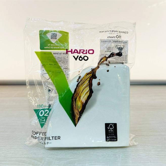 HARIO 咖啡濾紙 V60錐形 無漂白 V01 V02日本製 原廠正貨, 110個裝, 1包