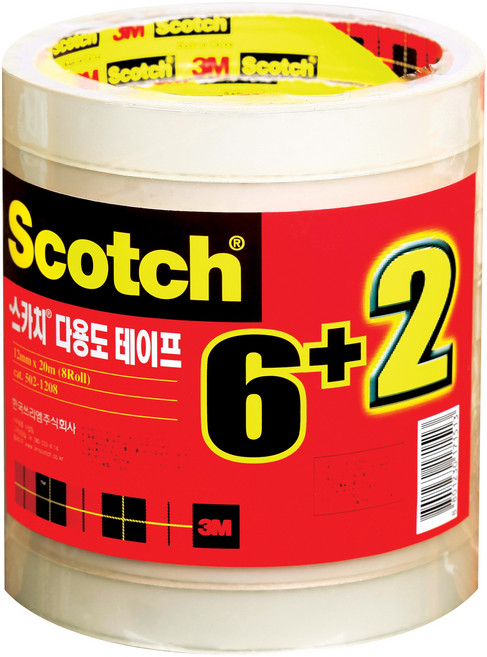 502-8 스카치 다용도 테이프 3인치 코어 6＋2 (12mm X 20m/8롤), 2개
