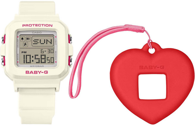 CASIO 卡西歐 BABY-G 女用Plus聚氨酯手錶 BGD-10KH-7JR 附愛心錶帶