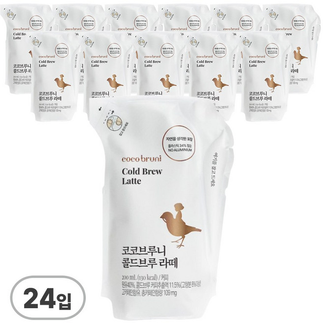 [비락] 코코브루니 콜드브루 라떼, 200ml, 24개