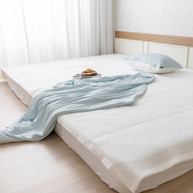 냉감 여름 패밀리 사이즈 밴딩 침대 패드 킹 라지킹, 블루
