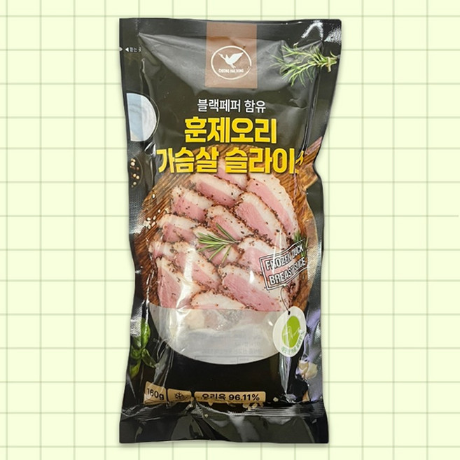 [청학] 훈제오리 가슴살 슬라이스 160g, 1개