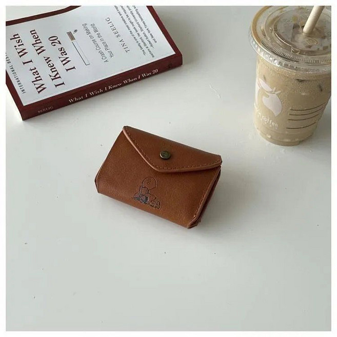 귀여운 스누피 가죽 카드 지갑 빈티지 머니 클립