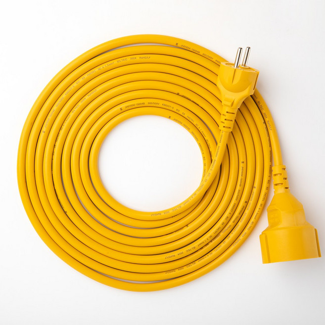 신성전기 1구 전기연장선 16A 작업선 캠핑전기선 긴멀티탭 2800W 벽걸이에어컨멀티탭, 1개, 5m, 옐로우