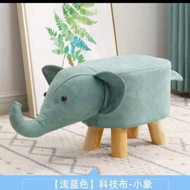 大象凳子 科技布兒童卡通換鞋凳, 藍色小象,工廠直營 可稱重150.0公斤, 1個