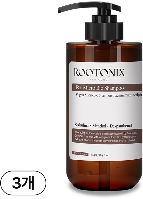 루토닉스 비건 탈모증상완화 지루성 두피염 마이크로 바이오 샴푸, 3개, 500ml