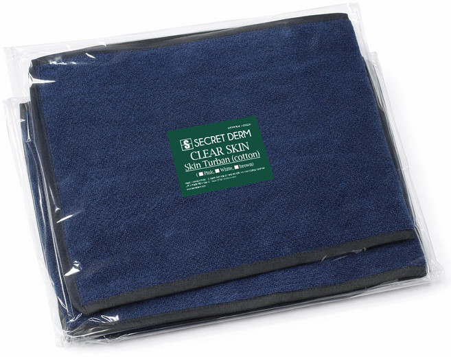 시크릿덤 국산 사각 터번 세안 헤어밴드 샤워 머리띠 피부터번 피부관리 면100%, 1개, 발롱뷰티 시크릿덤 네이비 터번