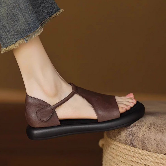 차르미콜 여성 빈티지 무드 오픈토 스트랩 샌들 통굽 데일리 여름 샌들