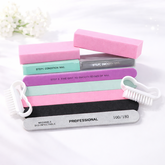 M1 네일파일 세트 14종 네일케어 손톱정리 폴리싱 광택 홈케어, 1개, 혼합색상