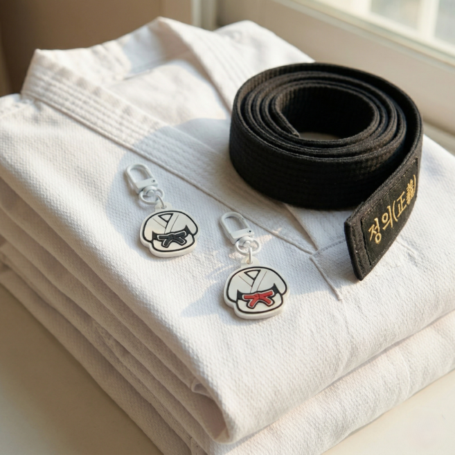 말랑쿵상점 태권도 도복 실내화 참 키링 승급심사 기념선물 2개입