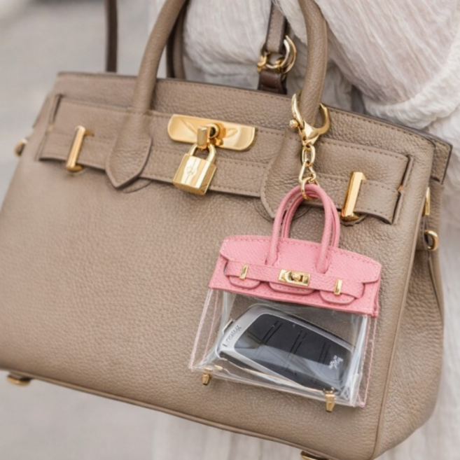 더하임 미니 토트백 자동차 키 에어팟 투명 버킨백 파우치 키홀더