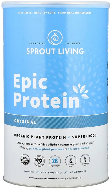 Sprout Living Epic Protein® Plant Protein + Superfoods Original 2 lb 912 g, Sprout Living, Epic Protein®,, 912g, 1개 - 쿠팡
