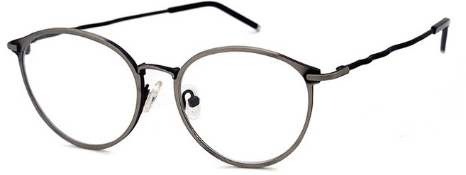 MM15279 光學眼鏡 鋁銀圓框 黑色鏡腳 全框