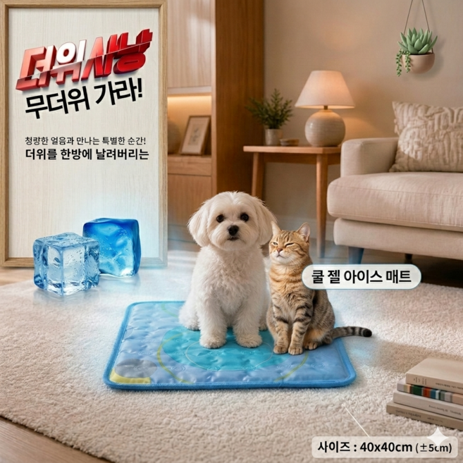쿨젤아이스매트) 100% 국내생산! 반려동물 (강아지/고양이) 냉 쿨 방석 쿨 패드, 1박스, 블루