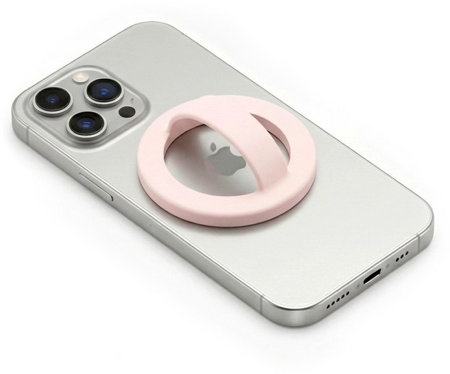 JS라이프 말랑 실리콘 맥세이프 핑거 그립 그립톡 핸드폰 마그네틱 스트랩, 1개, 핑크