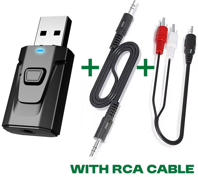 블루투스리시버 USB 블루투스 5 4 오디오 송신기 리시버 MIC 무선 어댑터 TV PC 헤드폰 홈 스테레오 자동차 HIFI 음악용 3 5mm AUX/RCA, With RCA Cable, 1개