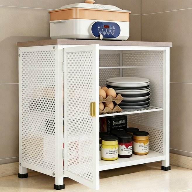 CABICO 다용도 주방 선반 소형 그릇 선반 그릇 수납 선반 물빠짐 방지 수납장, 1개, 외짝문 화이트