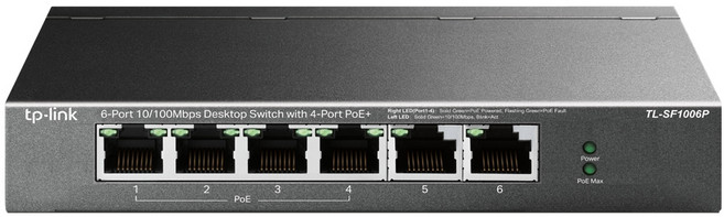 티피링크 6포트 PoE 지원 데스크톱 스위치, TL-SF1006P, 1개