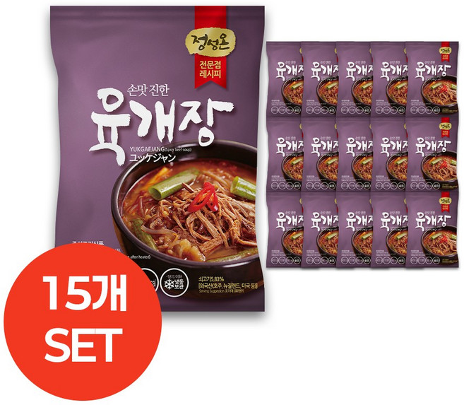 초원식품 정성온 육개장 냉동 간편조리, 600g, 15개