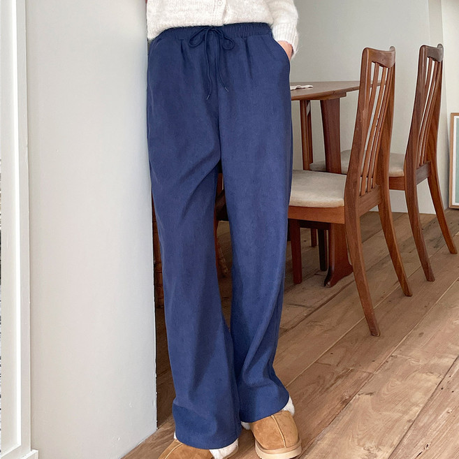 MUGIO 여성 코듀로이 골덴 와이드 팬츠