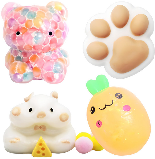 아가플러스 말랑이 무지개곰 + 햄찌 + 펄당근 + 냥발바닥 세트, 혼합색상, 200g, 1세트