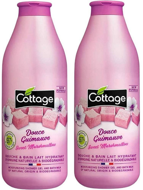 코티지 스위트 마시멜로우 샤워베스 & 모이스쳐라이징 밀크 바디워시, 2개, 750ml