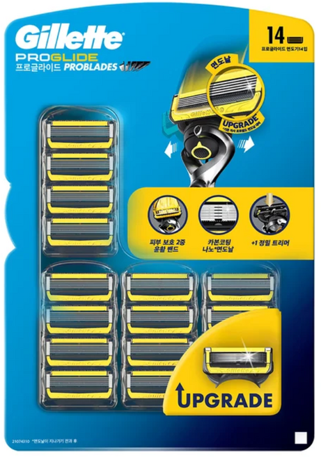 [코스트코무료배송] Gillette 신형 질레트 프로쉴드 옐로우 면도날 14개, 14개입, 1개