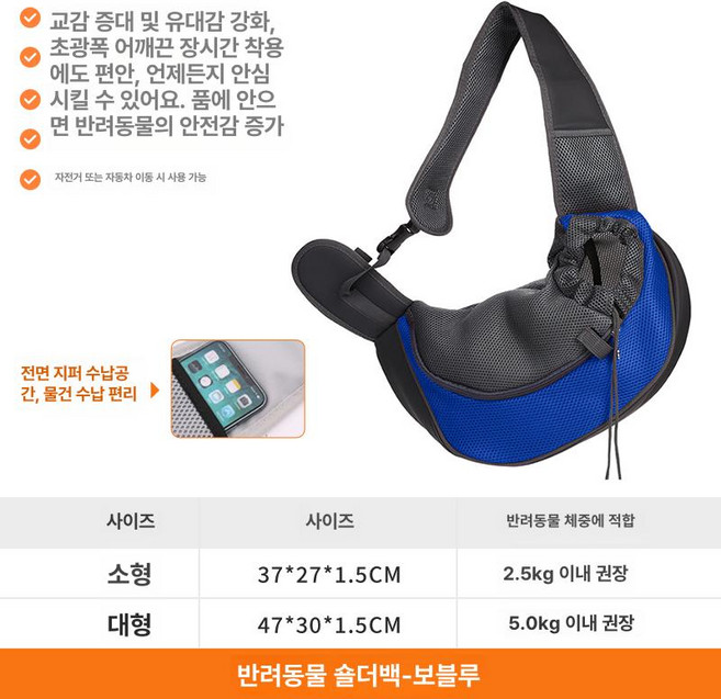 금해상점 쏘옥백 산책갈까 고양이 산책용 1개, 소형, 1g, 딥블루