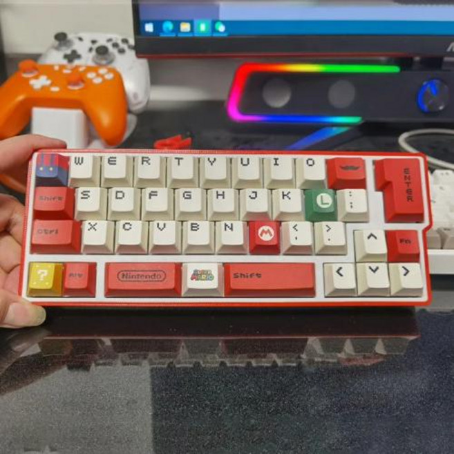 qaz 미니 키패드 키트 입력 40키 3가지 모드 사용자 정의 VIA RGB 핫 스왑 인체공학 무선 게임 키보드 3D 인쇄 PC 컴퓨터, 02 Three Mode, 3)Red Kit