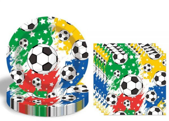 XVYLFZNP 40pcs Soccer Paper Plate With Napkins 7inch Football Theme Party Sport Disposable Tablewa, XVYLFZNP 40pcs Soccer Paper Pl