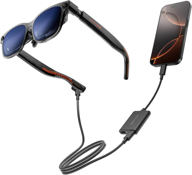 VITURE Luma Ultra XR 글래스 & USB-C 어댑터 프로 번들 iPhone 17/16/15용 멀티 스크린 공간 및 VR 비디오 원클릭 3D 3DoF 강화 충전 중 플, 단일구성