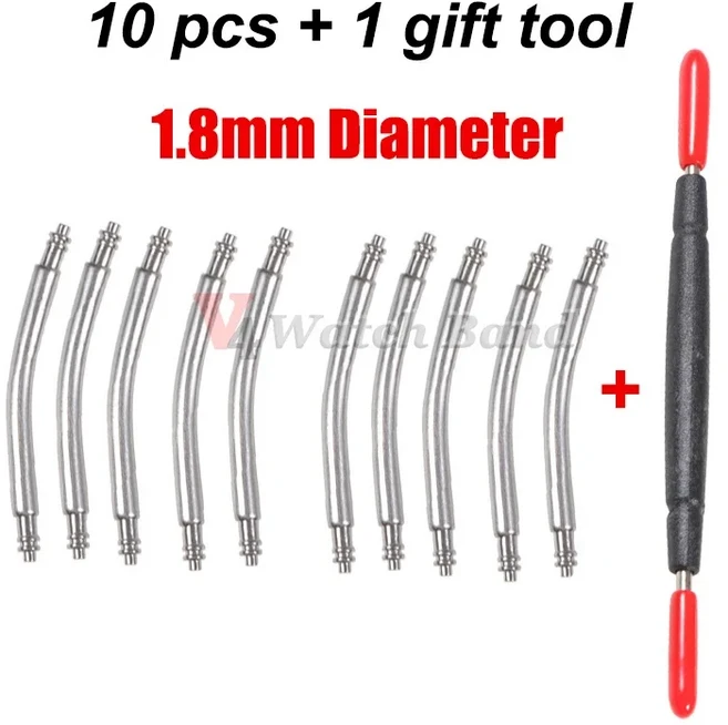 10pcs 곡선 끝 스프링 바 직경 1.5mm 1.8mm 시계 스트랩 링크 핀 18mm 20mm 22mm 24mm 스마트 시계 곡선 밴, 08 1.8mm-18mm