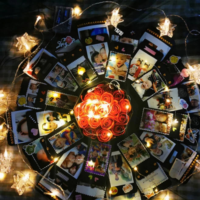 서프라이즈 박스 기프트 선물 포장 [여자가 프로포즈 종이 예쁜 남자친구 남편 고급 이벤트 기념일 생일], 1개, 블랙 - 쿠팡