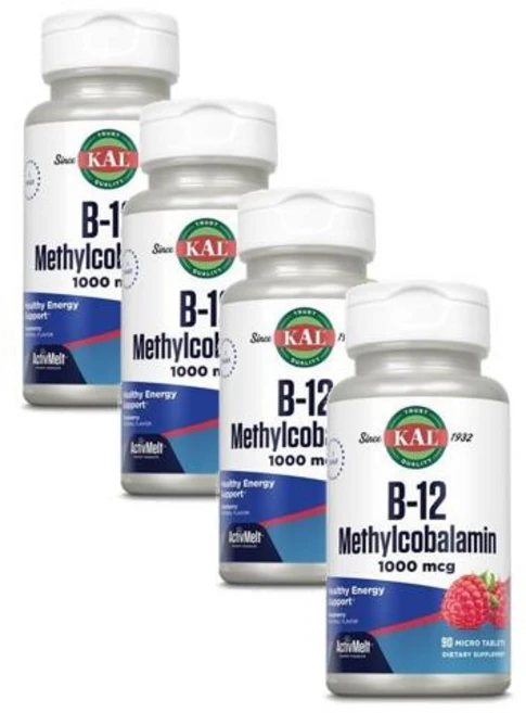 칼 활성비타민 B12 메틸코발라민 1000 mcg 라즈베리맛 KAL B-12 Methylcobalamin, 4개, 90정 - 쿠팡