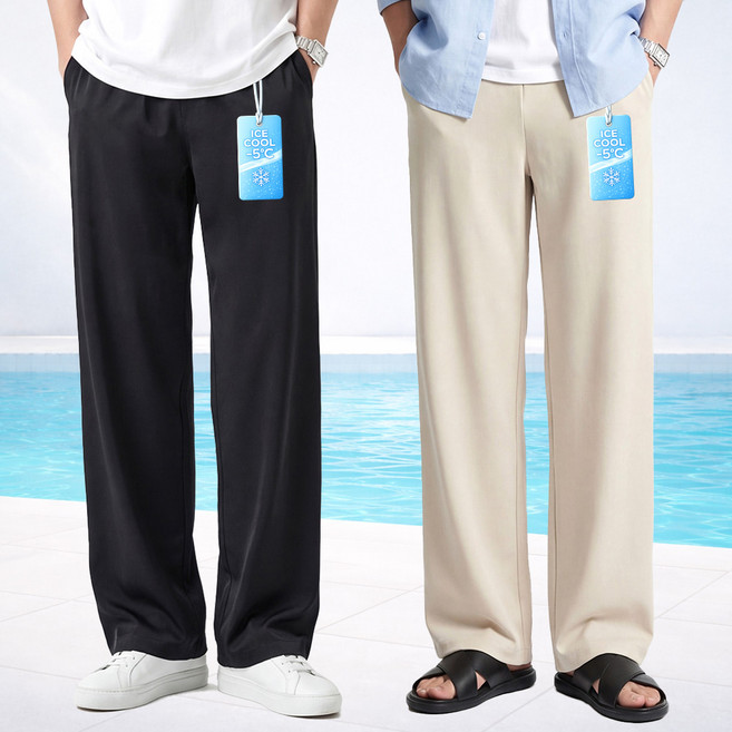 남자 여름 와이드팬츠 쿨링 밴딩 바지