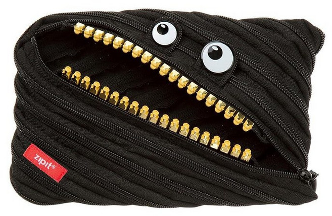 ZIPIT Grillz 대형 필통 최대 60개의 펜 수납 가능 세탁기 사용 가능 긴 지퍼 1개로 제작되었습니다! 검정., Jumbo Pencil Case, Black_Jumbo Pencil Case