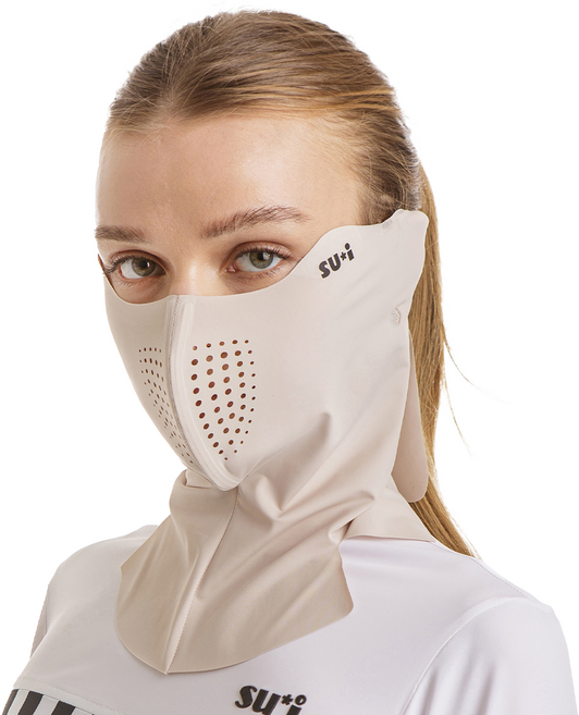 [수이골프 X시리즈 파워형] X3 라이트 UV 자외선 차단 스포츠 마스크 골프 등산 러닝 얼굴햇빛가리개 국내생산, 베이지, 1개