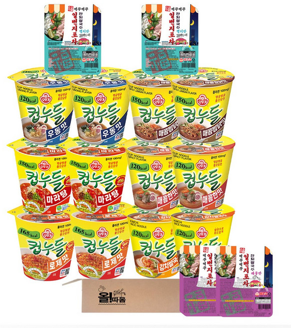 컵누들 & 쌀국수 16개 기획세트 (오뚜기 컵누들 마라탕+로제맛+매콤한맛+우동맛+매콤찜닭+김치쌀국수+먹꾸먹꾸 일번지포차 잔치쌀국수 멸치맛+해물맛 각 2개씩), 1팩