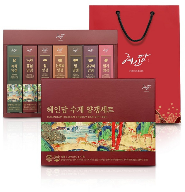 혜인담 수제 양갱 선물세트 + 쇼핑백, 1세트