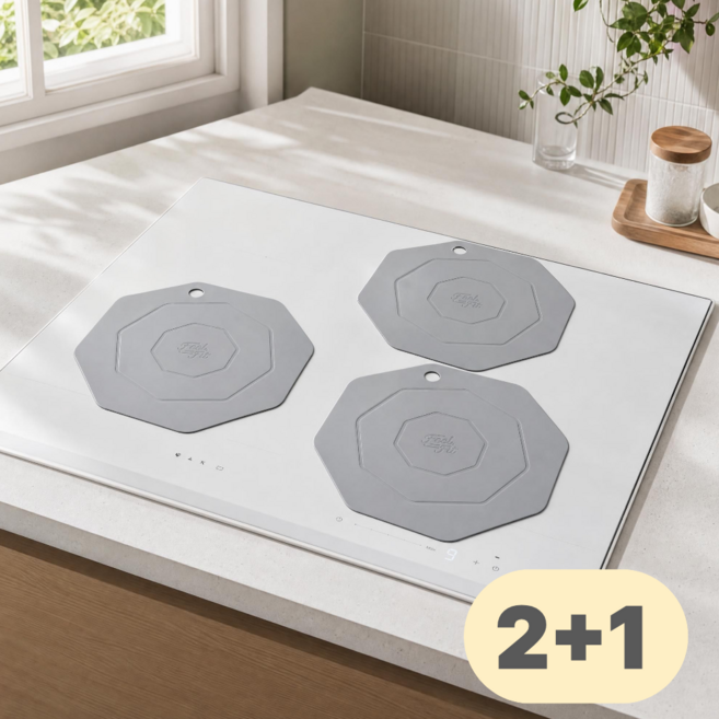 필핏 프리미엄 실리콘 인덕션 보호 매트 2+1 (23cm), 심플그레이(size L), 3개