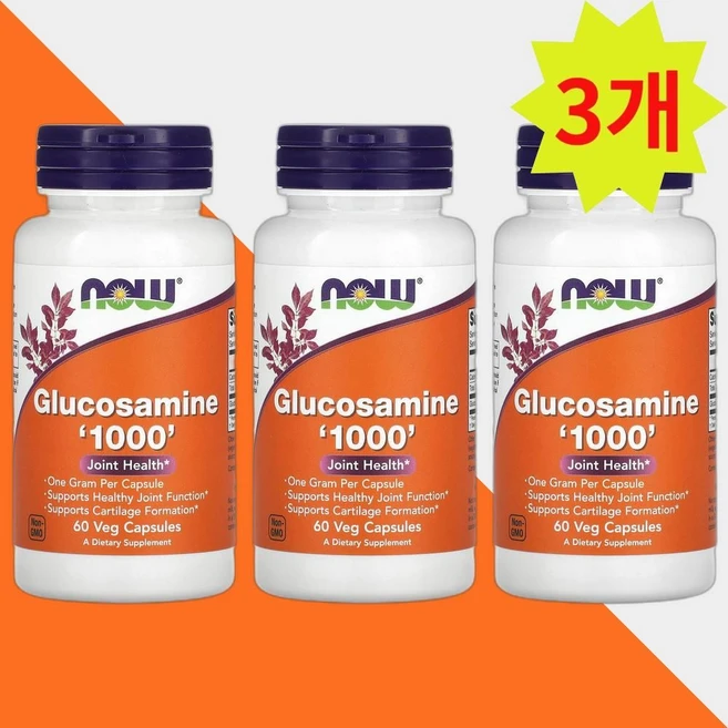 나우푸드 글루코사민 1000 60캡슐 조인트 서포트 Glucosamine HCl 3개, 60정 - 쿠팡