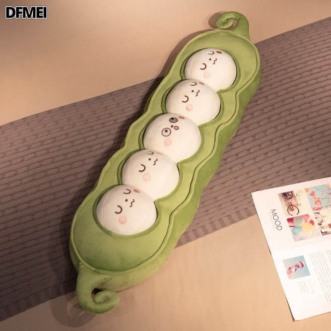 DFMEI 豌豆長條枕抱枕靠墊大號牀頭夾腿靠枕牀上陪你睡覺男生女生可愛, 豌豆莢