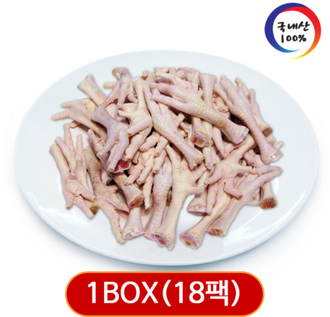 가나안식품 [도매] 손질 닭발 18팩 대용량 업소용 국내산 뼈있는 생 닭발, 1kg, 18개