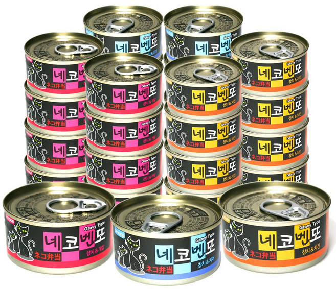 네코벤또 고양이 간식캔 80g X 24개, 콤보