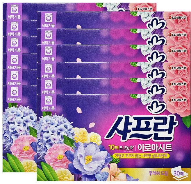 샤프란 아로마 시트 후레쉬 드림 30매 X12개(1box) / 세탁기용, 12개